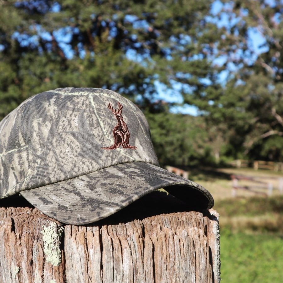 Kangalope Camo Hat on bench